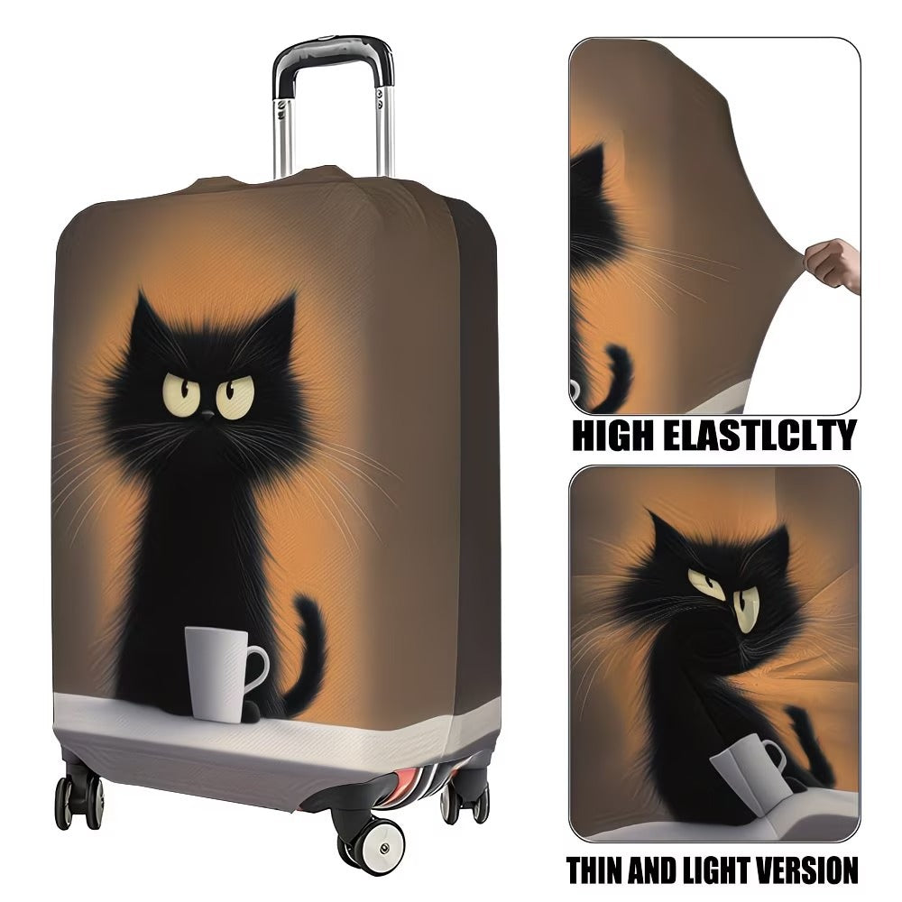 Unisex nan elastische Kofferhülle mit Cartoon-Katzenmotiv und Tassen-Design, strapazierfähiger Reisekofferschutz Brehn
