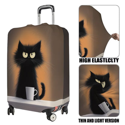 Unisex nan elastische Kofferhülle mit Cartoon-Katzenmotiv und Tassen-Design, strapazierfähiger Reisekofferschutz Brehn