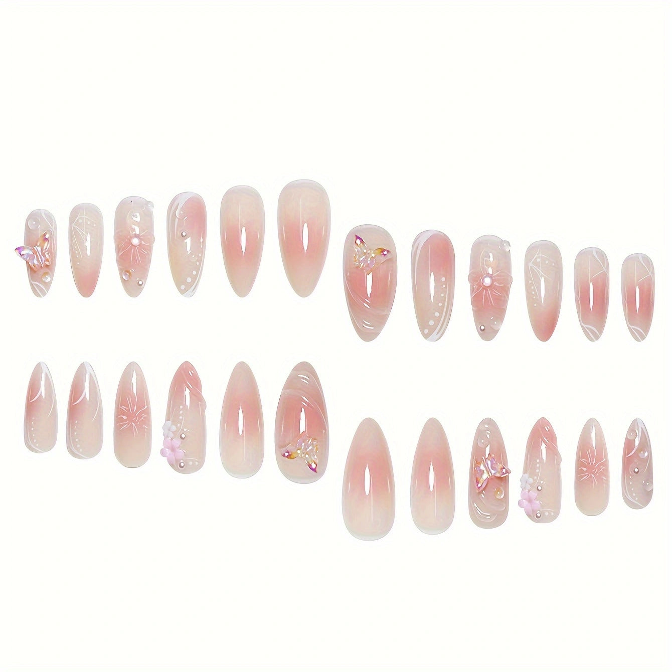 Künstlerisch Infundierte Florale Press-On Nagelset Brehn