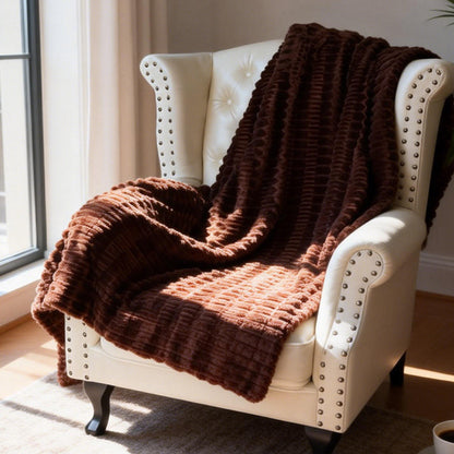 Damen luxuriöse Plüsch-Decke mit texturiertem Design Brehn