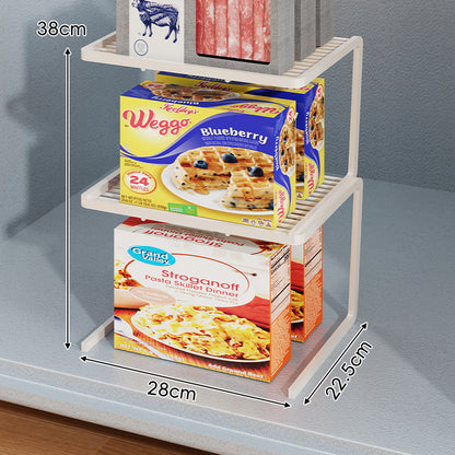 Kompakter dreistufiger slatted Metall Theken-Pantry-Organizer