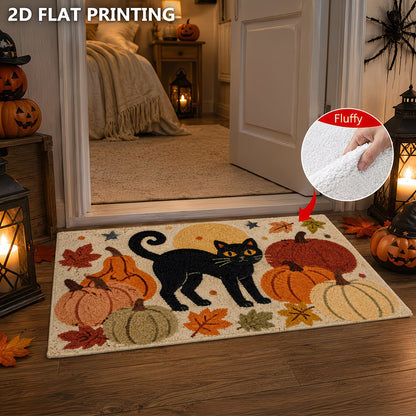 Halloween-Themen-Katze und Kürbis dekorative Fußmatte