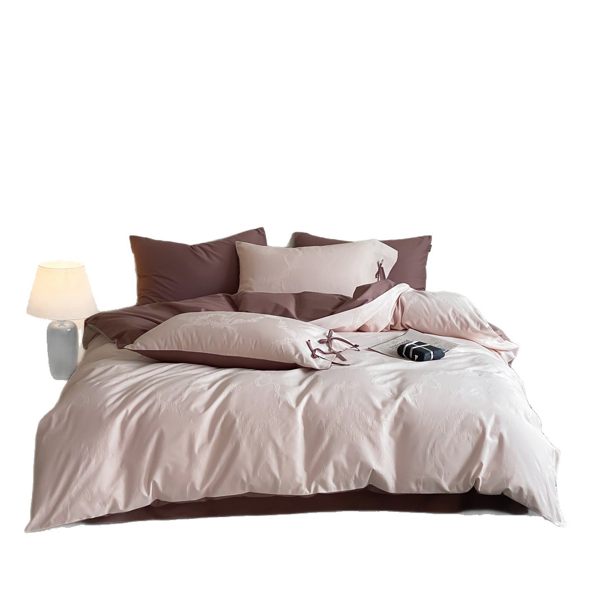 Luxuriöses Wendeduvet-Bezug-Set mit gebundenen Kissenbezügen