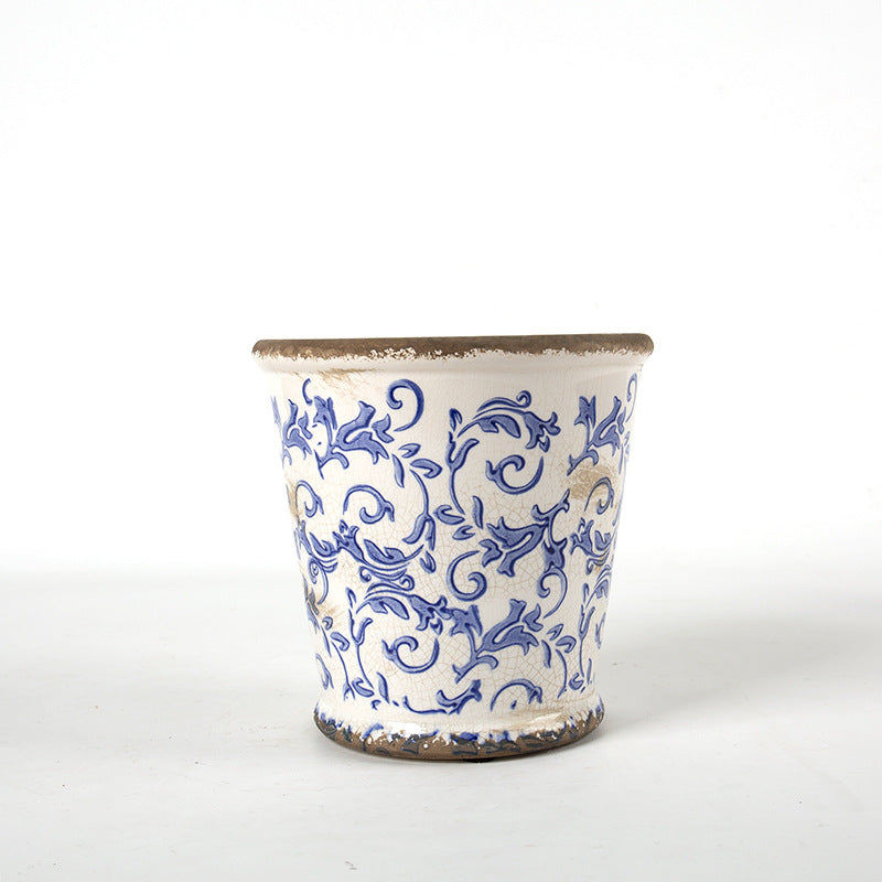 Dekorativer Keramik Blumentopf mit floralem Design Brehn