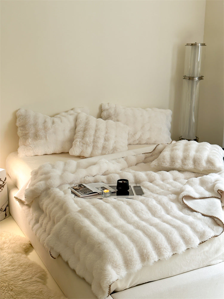 Luxus-Faux-Fell Wohndecke und passende Kissen-Set