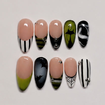 Kreatives Kunstnagelset mit Halloween-Motiv Brehn