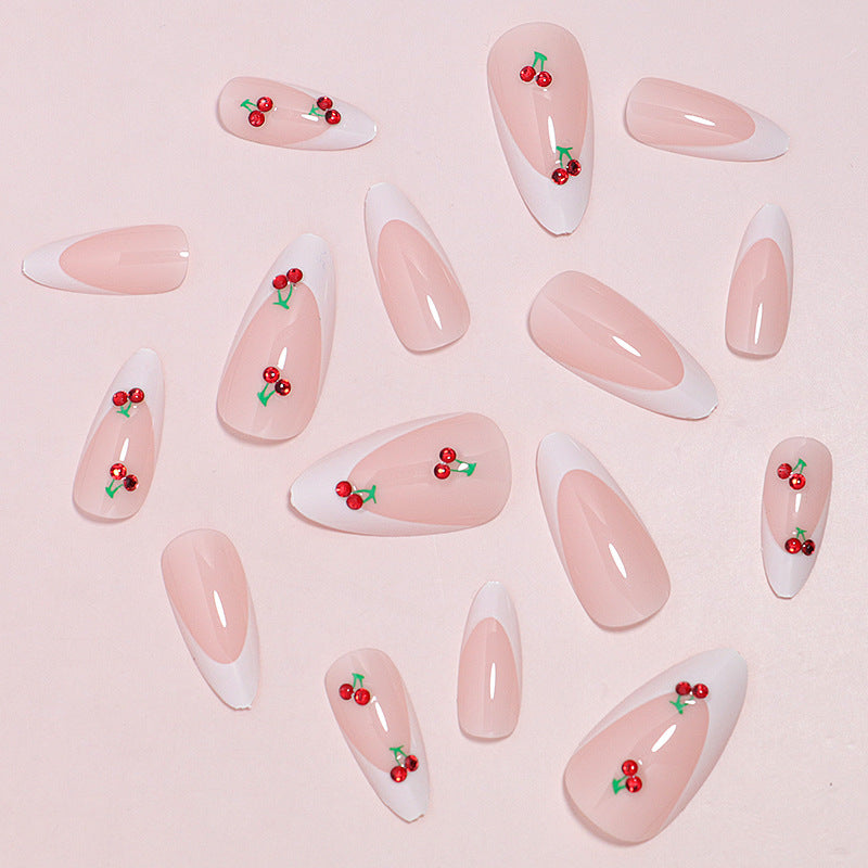 Elegante Kirschblüten Press-On Nagelkunst Brehn
