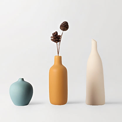 Texturiertes Keramik Blumenvasen Set
