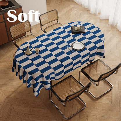 Wavy-Stripe Rectangular Tablecloth with Soft-Touch Polyester, Anti-Wrinkle & Stain-Resistant Finish