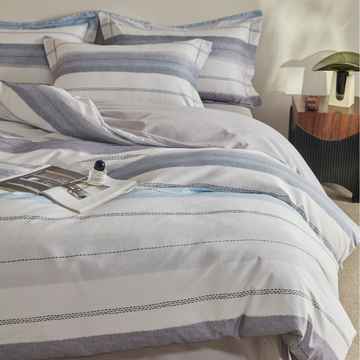 Luxuriöses Baumwollsatin Bettwäsche-Set mit Aquarellblütenmuster