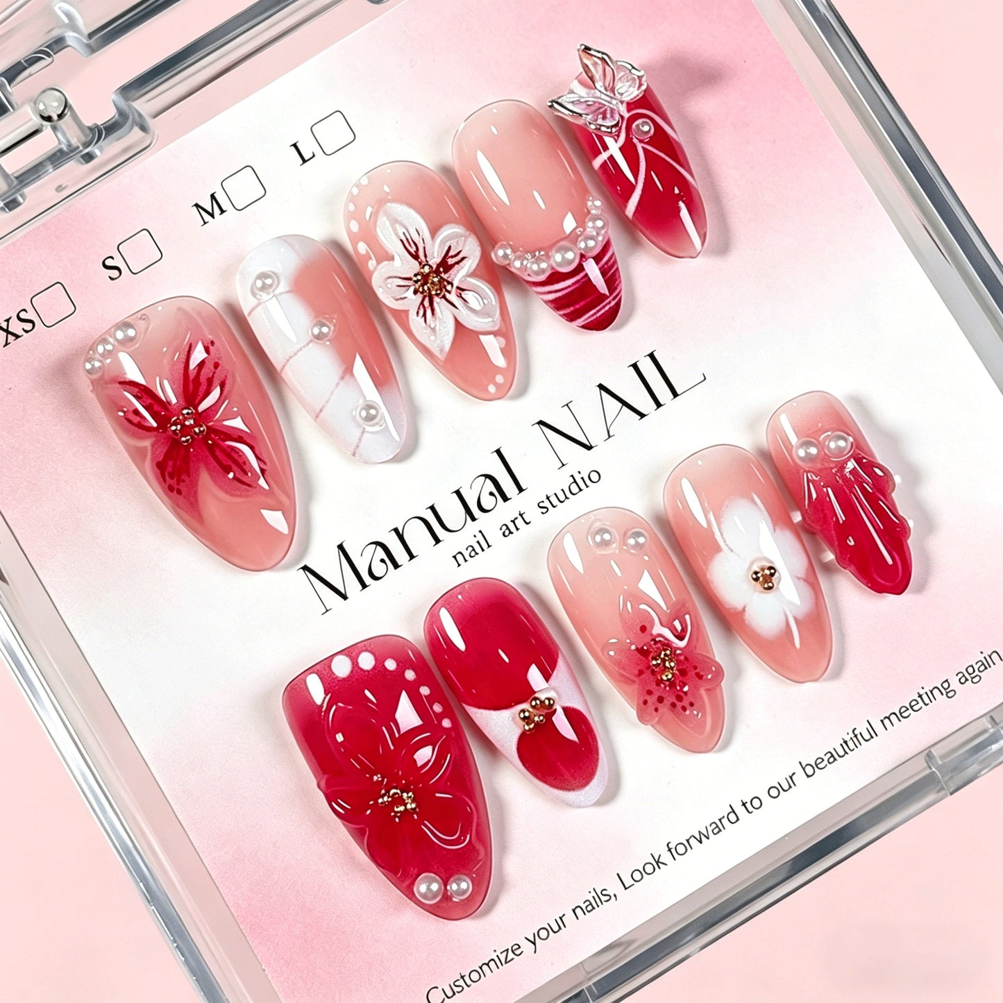 Dekorative Blumen Press-On Nagelkunst Kollektion Brehn