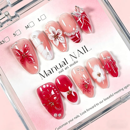 Dekorative Blumen Press-On Nagelkunst Kollektion Brehn