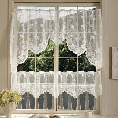 Elegante florale Spitzenfenster Vorhang Set