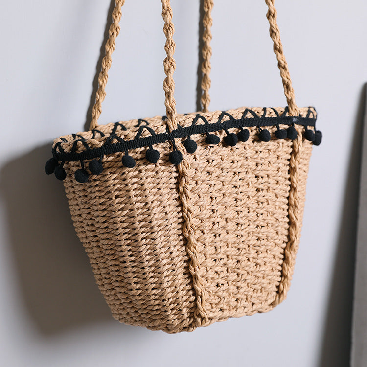 Feine Strandtasche mit Pompons Brehn