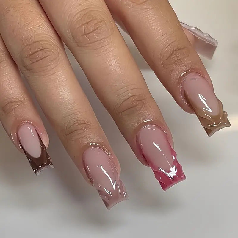 Künstlerisches Ombre Press-On Nagel Set Brehn