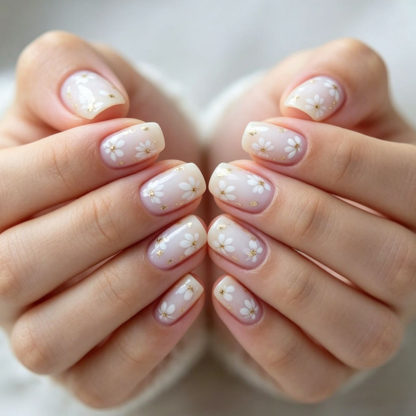 Elegante Blumenmuster Press-On Nagelkunst Brehn