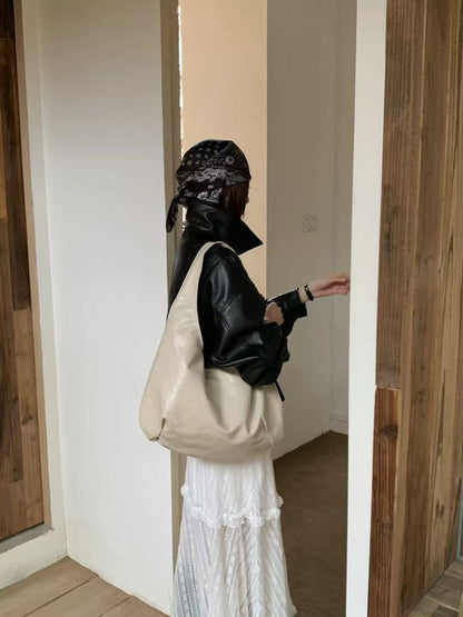 Oversized Lässige Leder Schultertasche