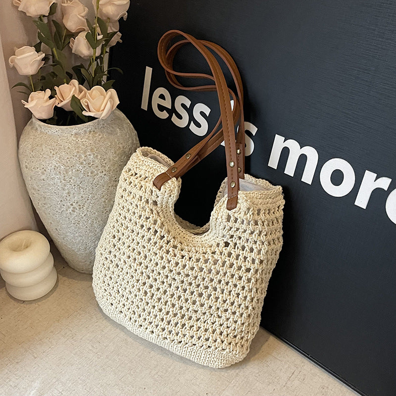 Handgewebte Seegras Strandtasche