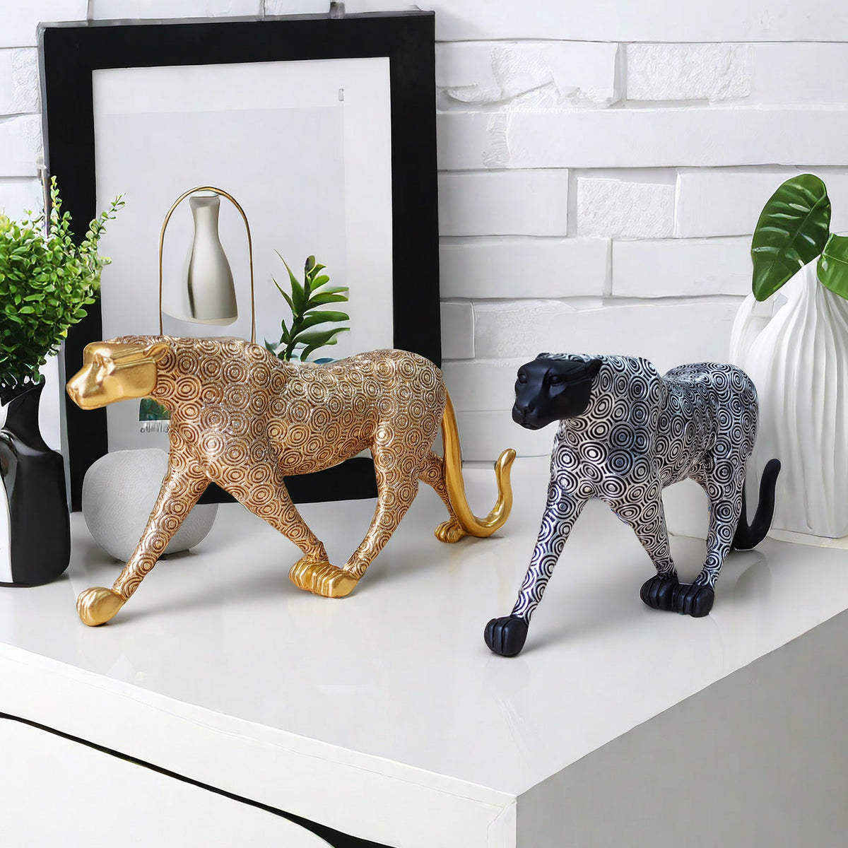 Künstlerische Dekorative Wildkatze Skulptur Brehn