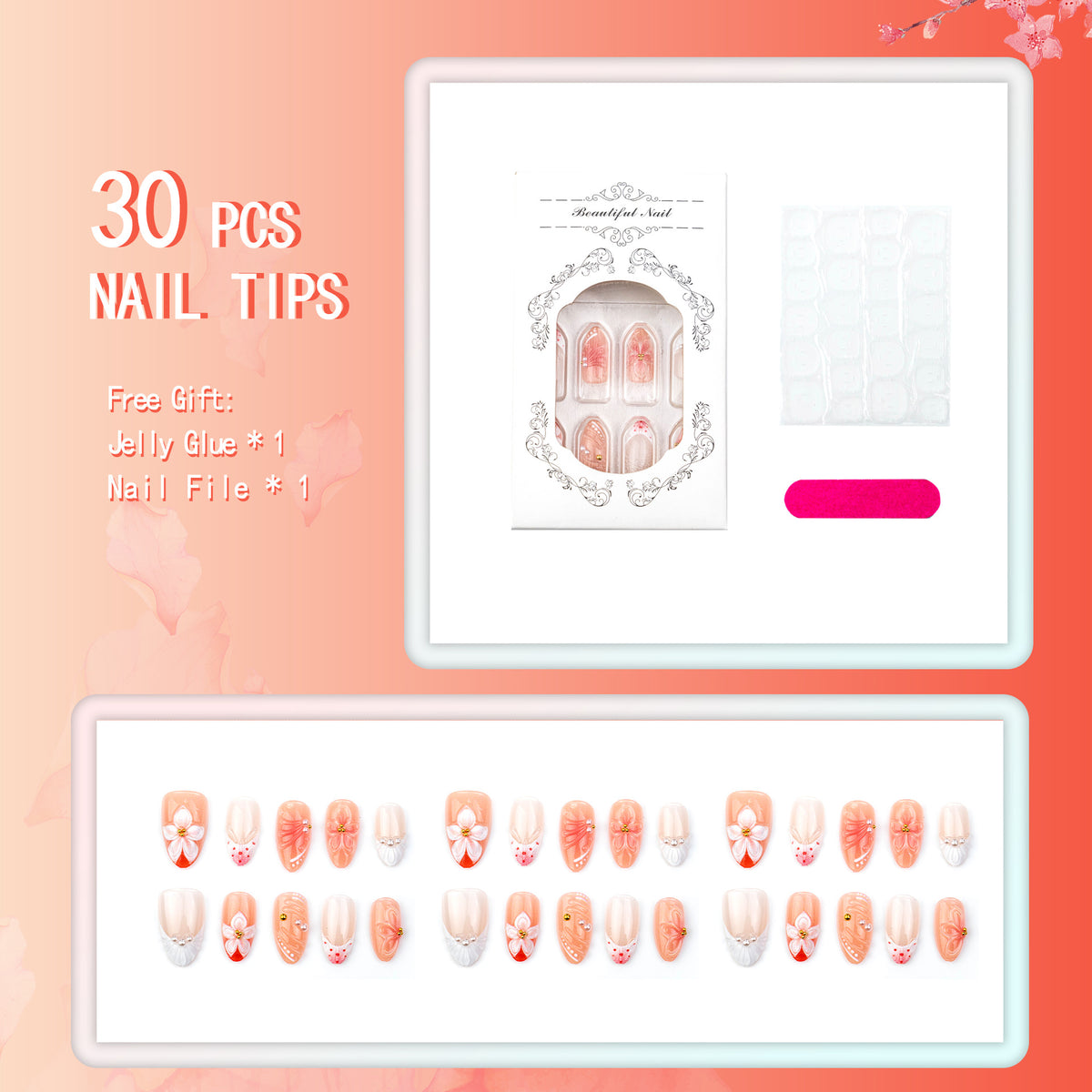 Florales dekoratives Press-On-Nail-Art-Set 1790738810