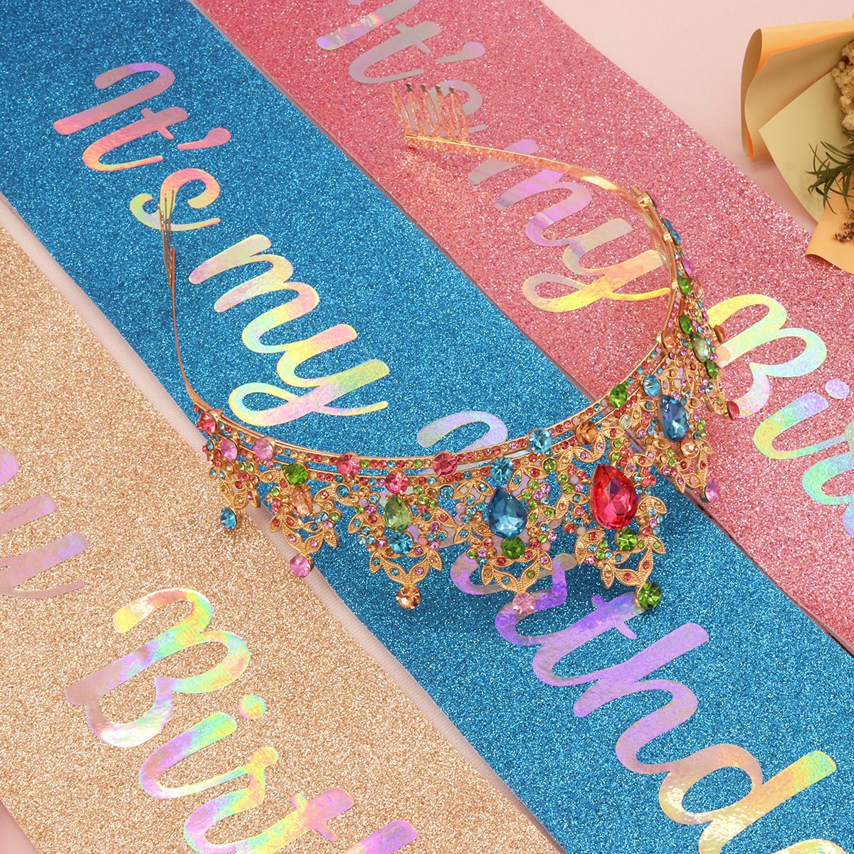 Damen Festliches Geburtstagsband mit Glitzerdesign Brehn