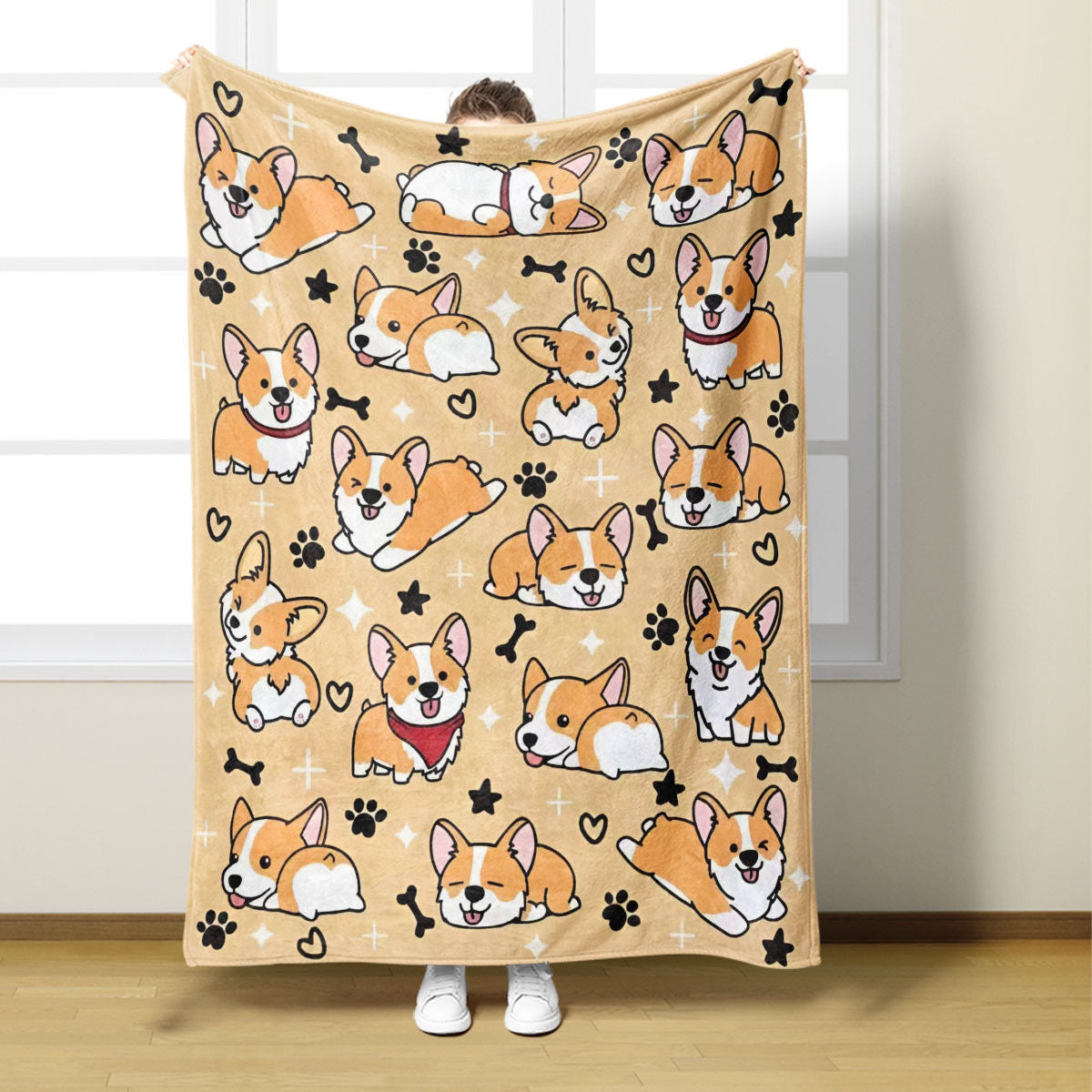 Süßes Corgi-Themen-Plüschdecke