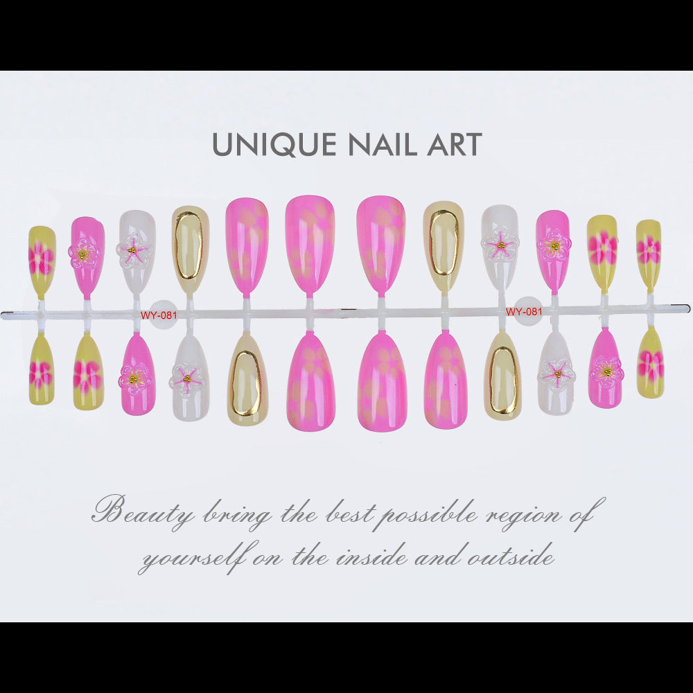 Künstlerisches Press-On-Nagelset mit Blumendesign Brehn