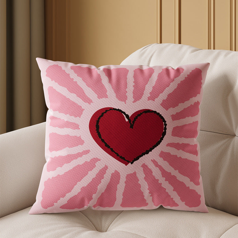 Decorative Square Throw Pillow Cover with Oversized Floral Graphic and Textured Woven Finish