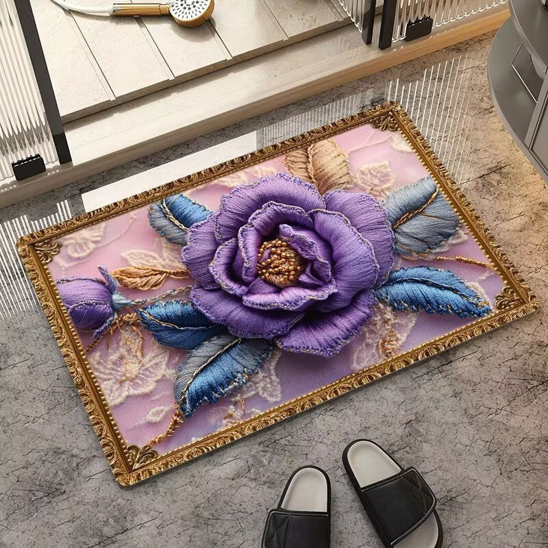 Luxuriöser Bestickter Floraler Teppich Brehn