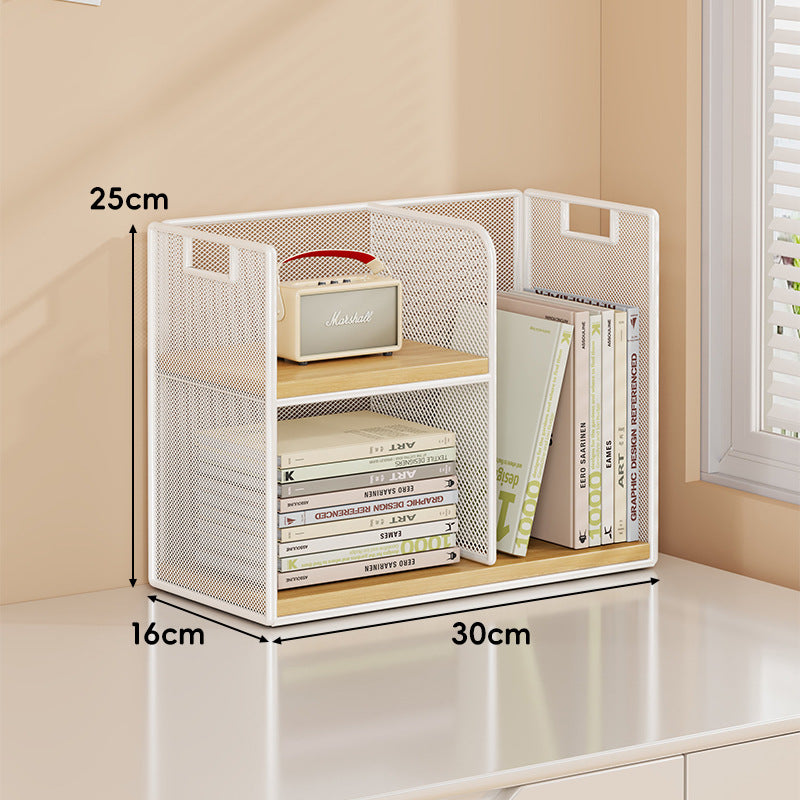 Perforiertes Metall Zwei-Ebenen Schreibtisch-Organizer-Regal mit integrierten Tragegriffen