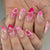 Elegantes, mit Blumen verziertes Press-On-Nagel-Set Brehn