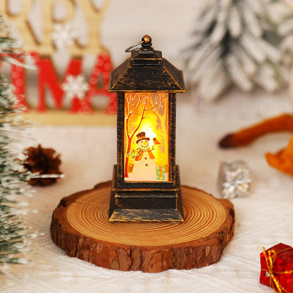 Nostalgische LED Weihnachtslaterne mit beweglichem Santa-Motiv Brehn