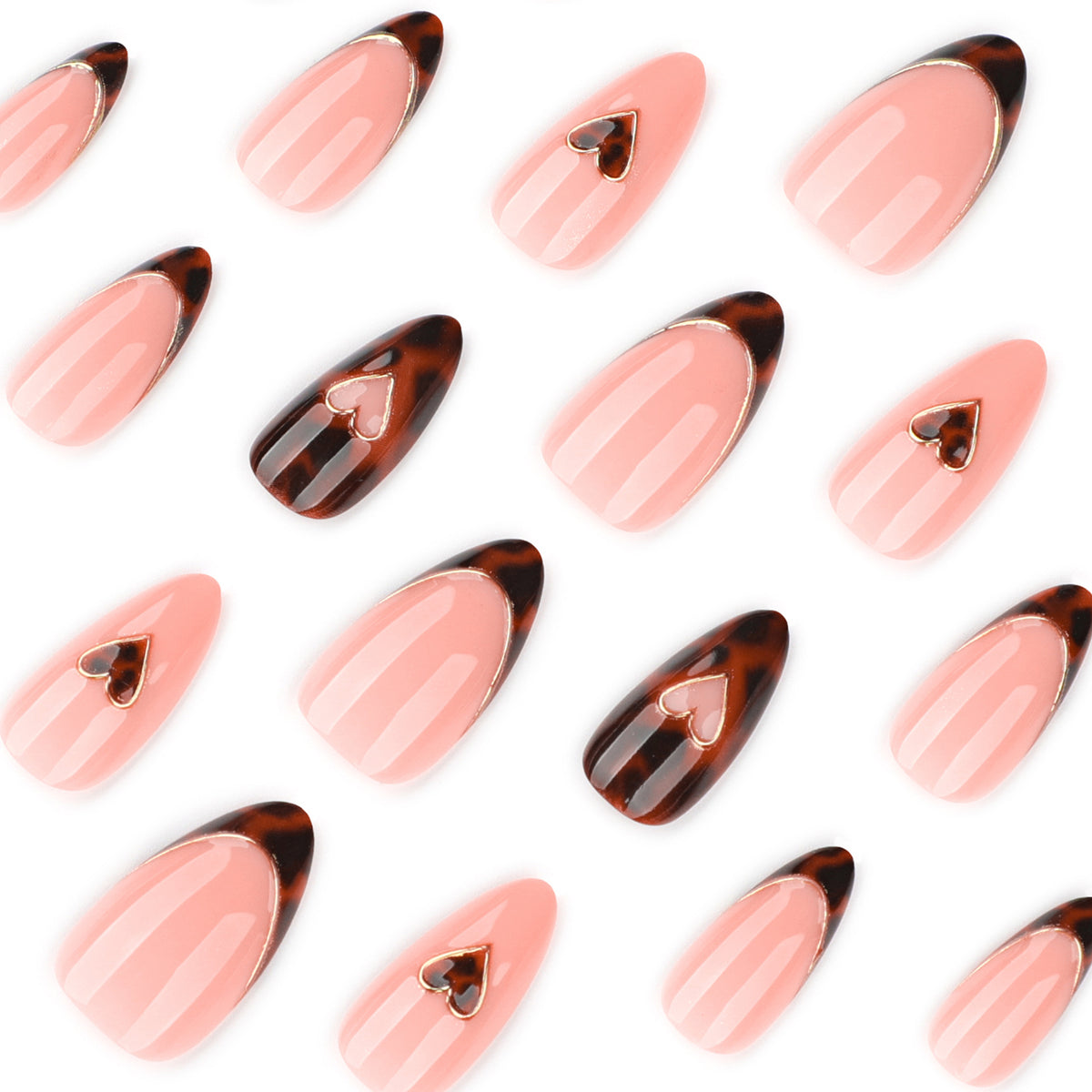 Kunstvolle Stiletto-Nägel mit elegantem Herzen-Design Brehn