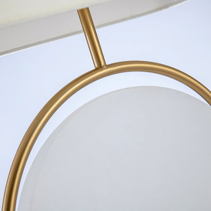 Moderne Tischlampe mit runder Basis und Stoffschirm