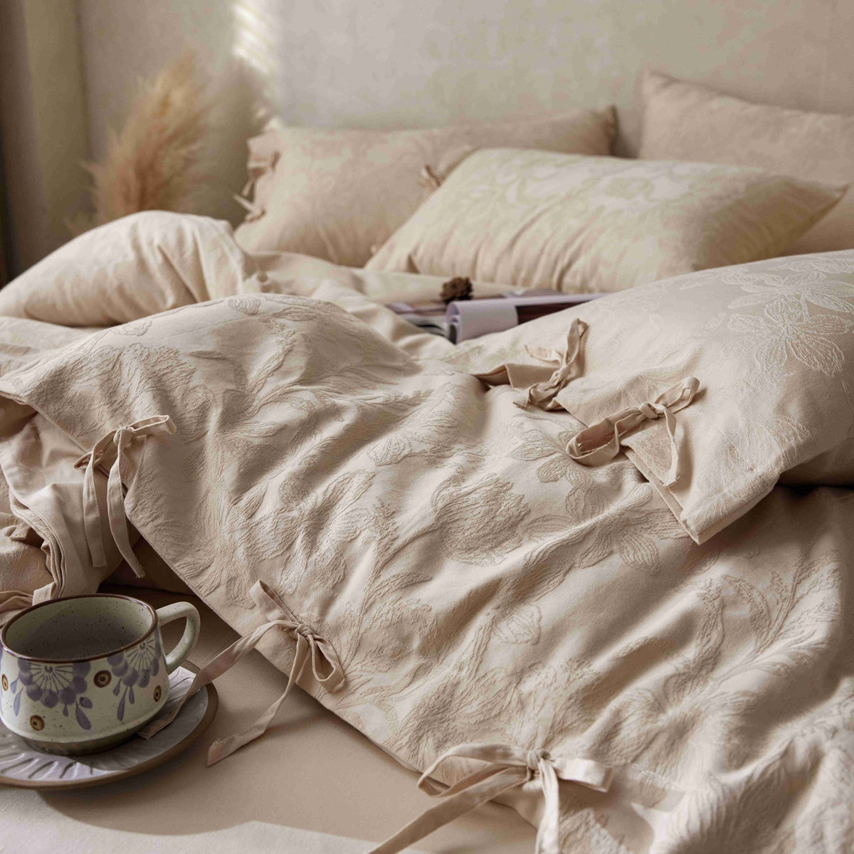 Luxus Jacquard Knotenverschluss Bettwäsche Set