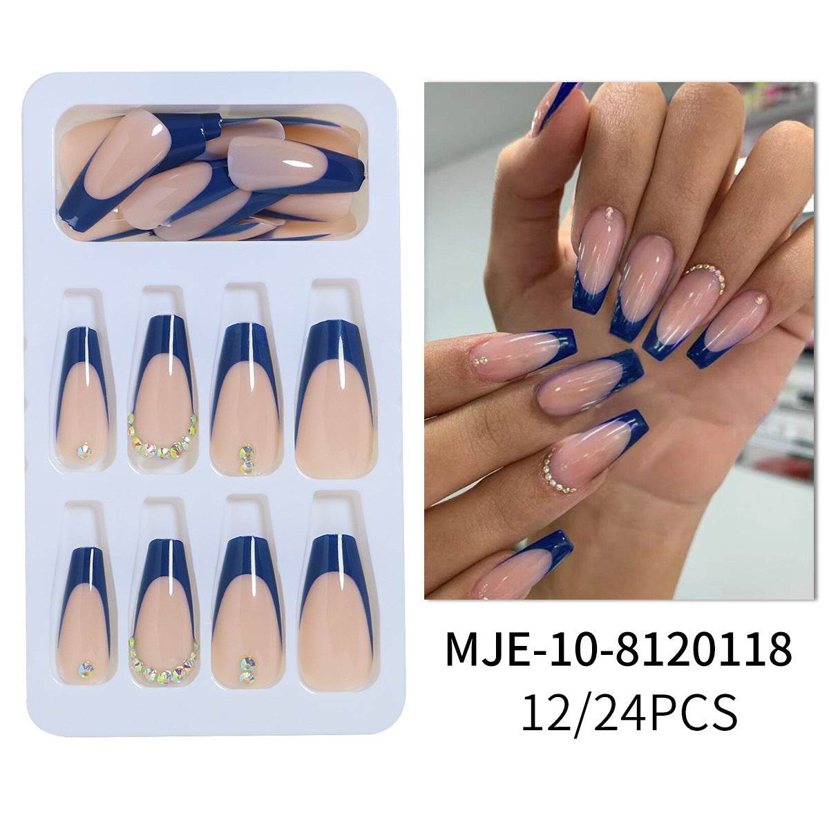 Premium Französischer Tip Press-On Nail Set Brehn