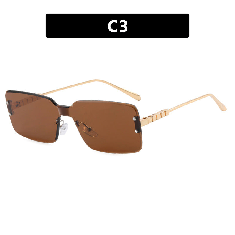 Damen moderne rechteckige Sonnenbrille mit stilvollem Metallrahmen Brehn