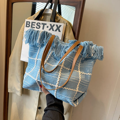 Texturiertes gewebtes Tragetaschen-Handtasche