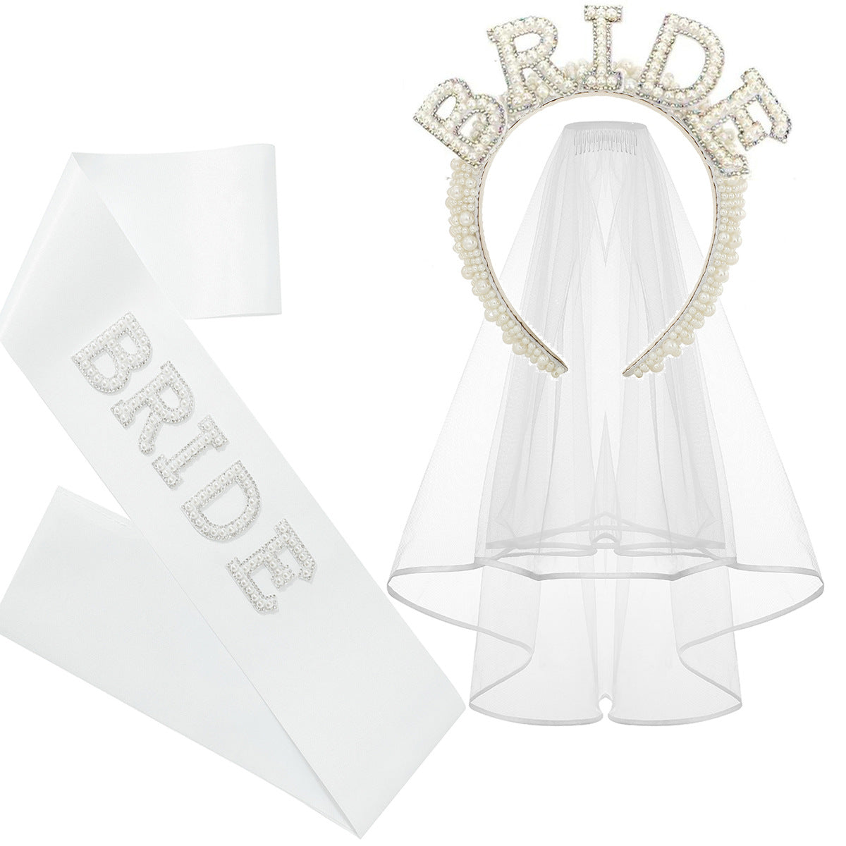 Damen Braut-Satinband mit funkelnden Kristallen Brehn