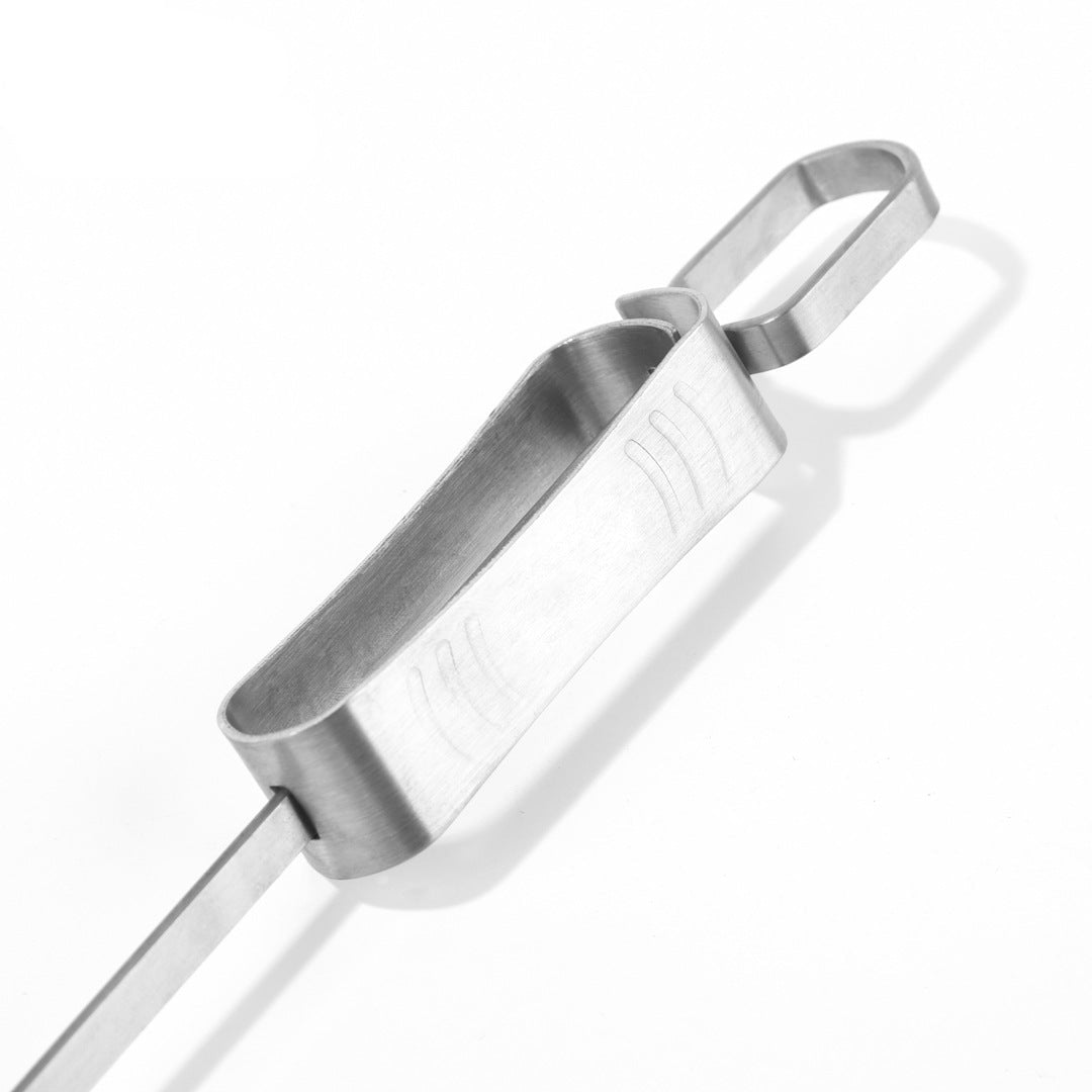 Flacher Grillspieß Aus Edelstahl mit Ergonomischem Clipgriff Brehn