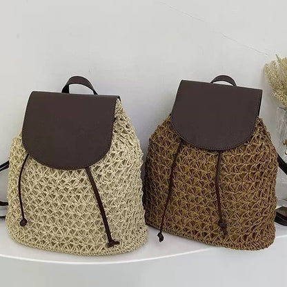 Makramee Rucksack mit Lederklappe Brehn