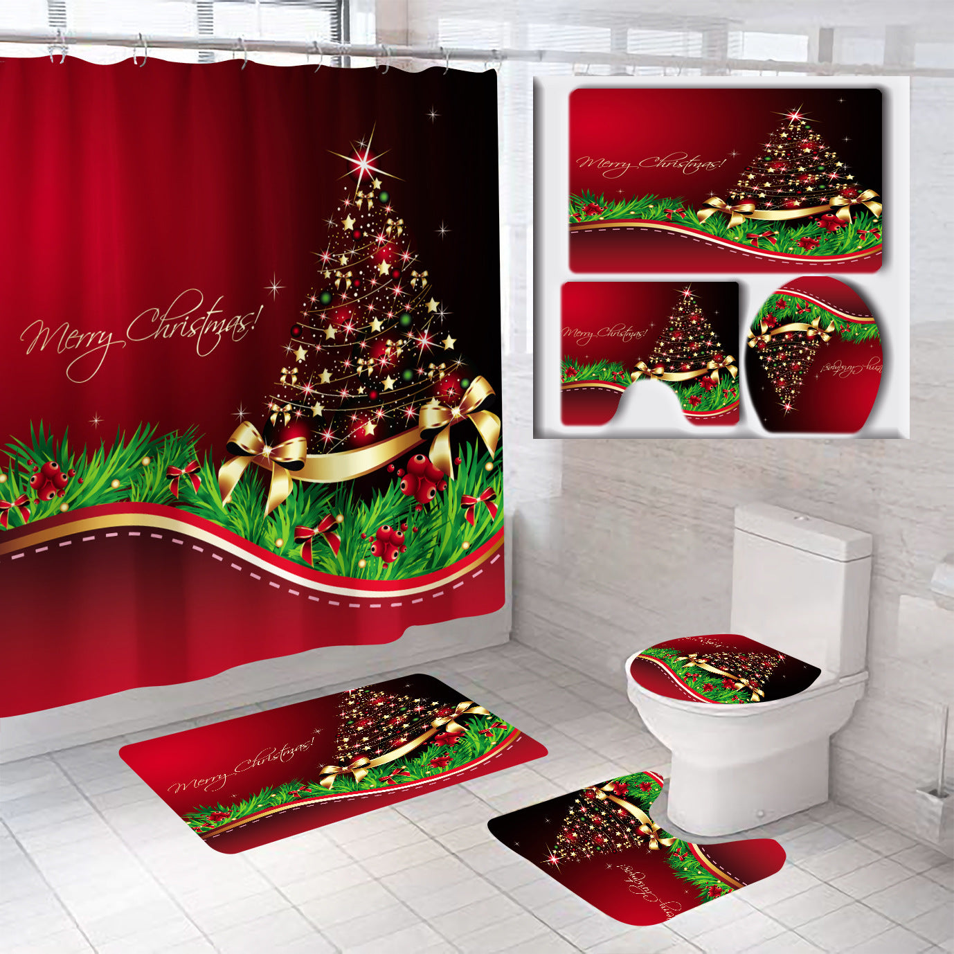 Weihnachtliches Badezimmer-Set Brehn