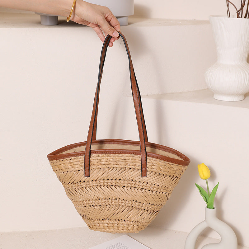 Damen Korb-Handtasche mit stilvollen Lederakzenten Brehn