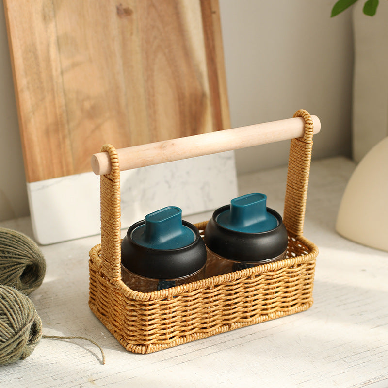 Unisex Moderner Aufbewahrungskorb mit stilvollem Holzgriff Brehn