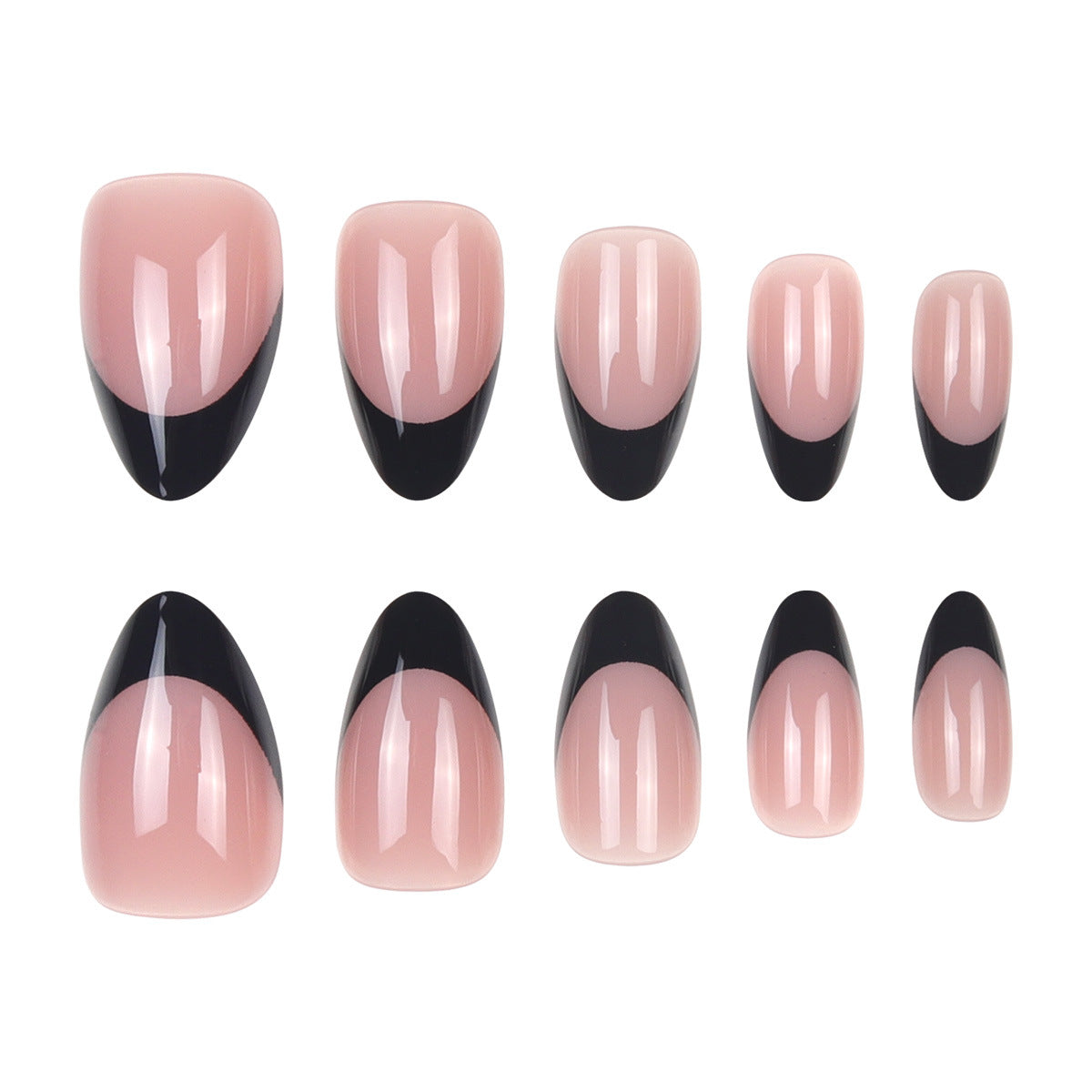 Elegante Stiletto-Press-On-Nägel mit modernem French Tip Design Brehn