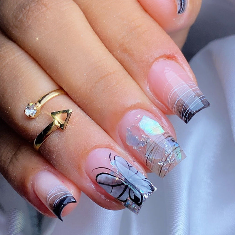 Elegante Schmetterlings-Themen Druck-Nagelkunst Brehn
