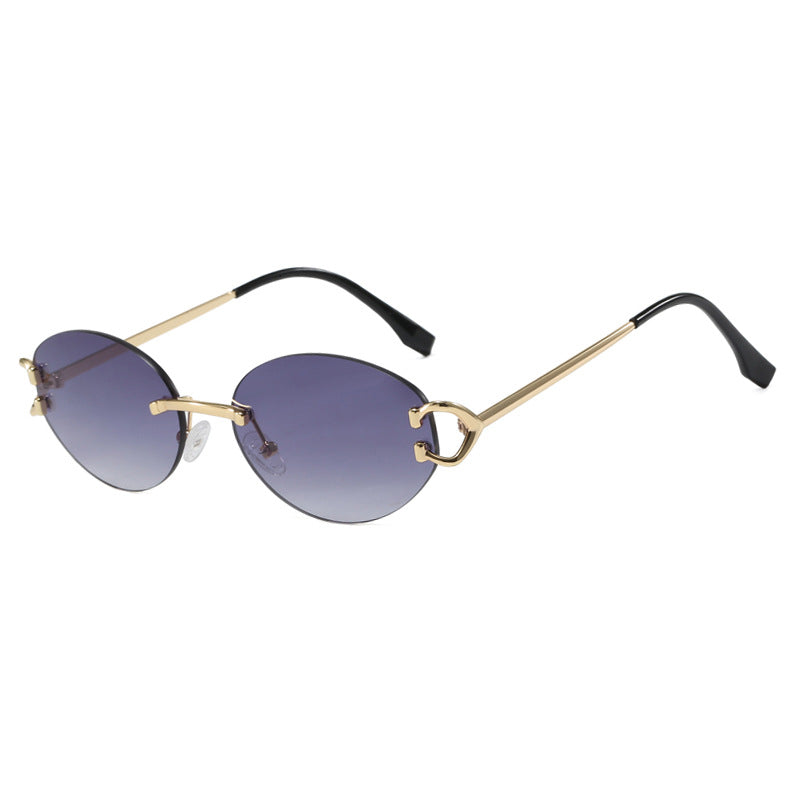 Damen elegante ovalförmige Sonnenbrille mit modischem Metallrahmen Brehn