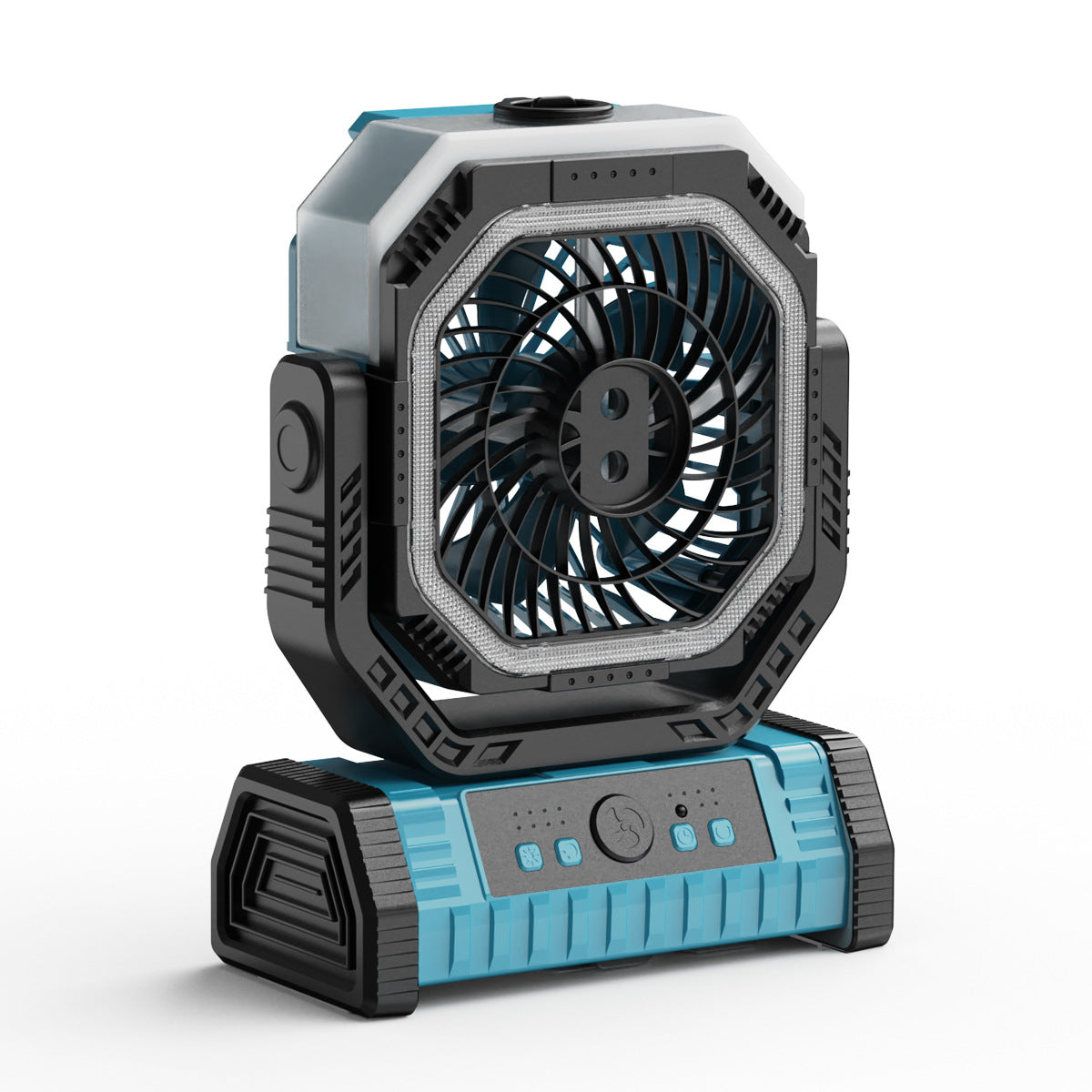 Unisex nan wiederaufladbarer Akku-Tischventilator mit LED-Ring und verstellbarem Neigekopf Brehn