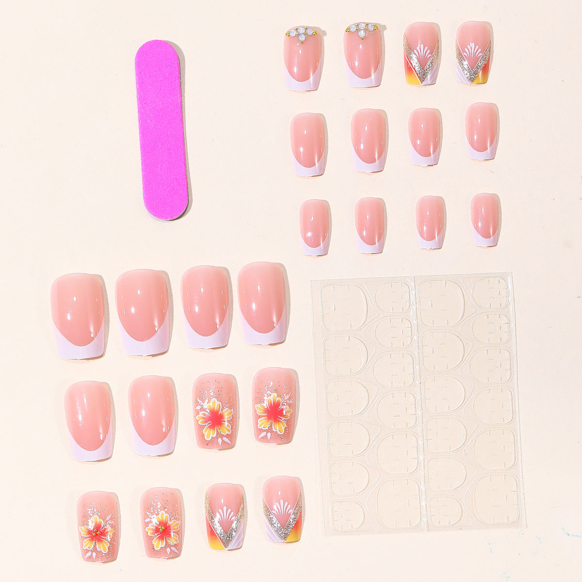 Elegante Florale Französische Spitze Nagelkunst Brehn