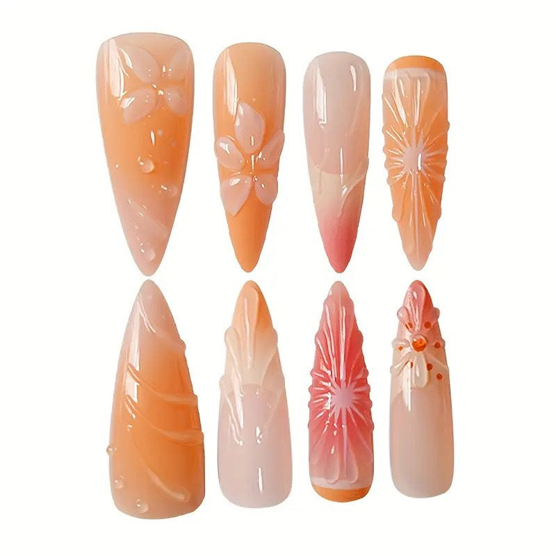 Künstlerische florale Stiletto-Nagelverstärkungen Brehn